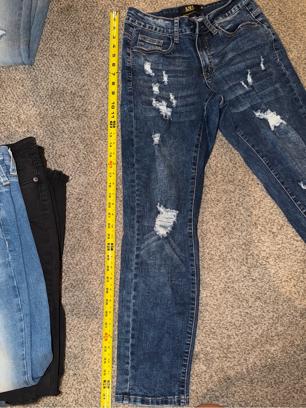 L&B Distressed Dark Blue Skinny Jeans